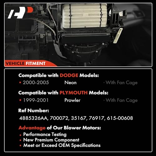 A-Premium Front HVAC Heater Blower Motor Compatible with Dodge Neon 2000-2005 & Plymouth Neon 2000-2001, Prowler 1999-2001 & Chrysler Prowler 2001-2002 by A-Premium - Image 3