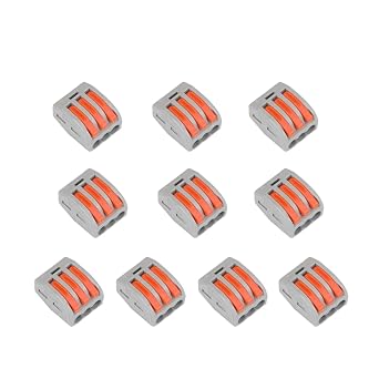 Wire Connectors, Lever Wire Nut Connector Compact Wire Fast Connection Terminal PCT-213 3 Conductor10 Pack