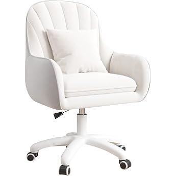 Ergonomic Office Chair Velvet Swivel Chair with Headrest White