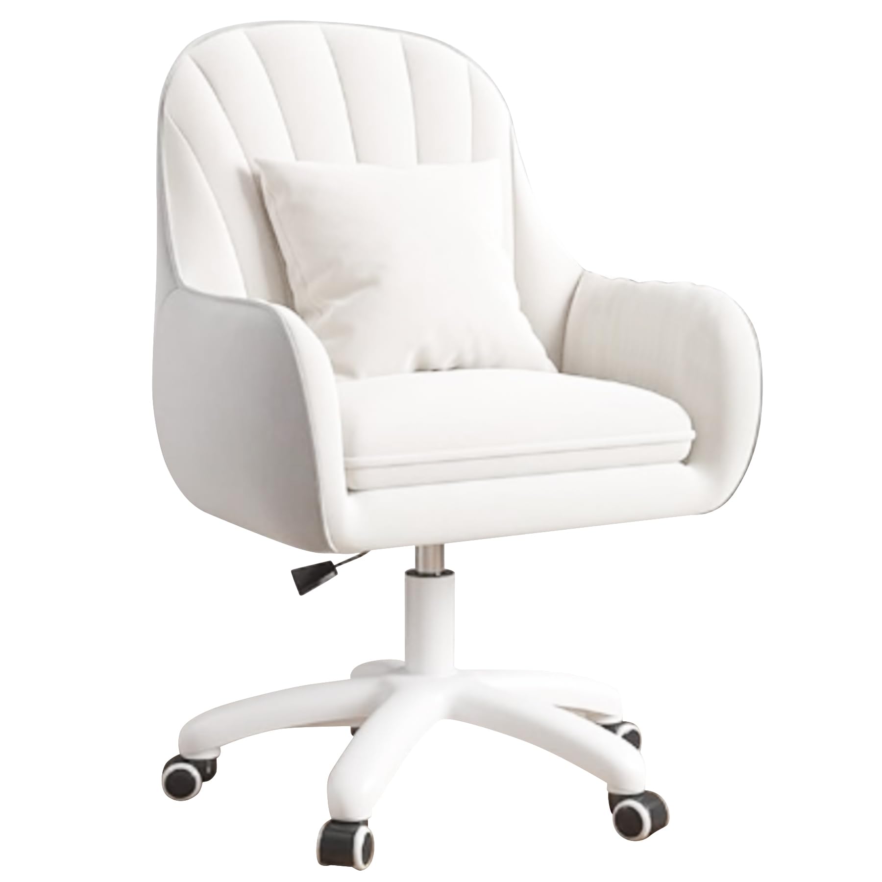 Oficina para teletrabajo, Silla de Terciopelo con reposacabezas, Altura Regulable, Silla de Oficina ergonómica, Silla giratoria para maquillarse, para Dormitorio, hasta 120 kg, Color Blanco