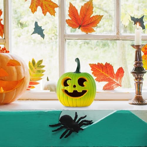 Décoration de citrouille d'halloween verte pour table à manger festive d'automne
