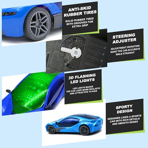 Image of VGRASSP Speedy Racing Remote Control Car Toy for Kids - Battery Operated Rechargeable RC Sports Car with 3D Lights - Indoor and Outdoor Play Gift - Color As Per Stock
