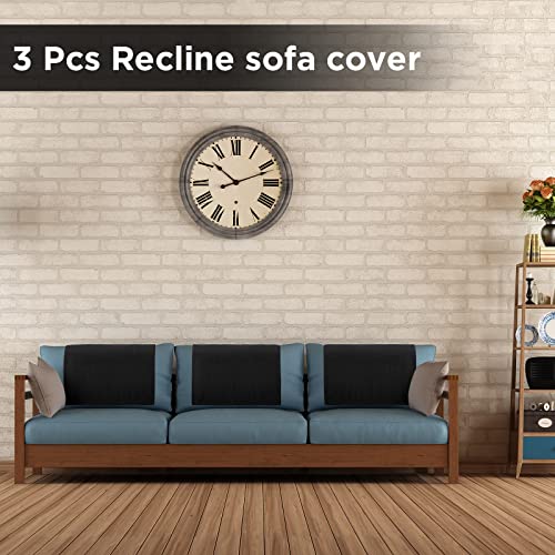 Yinkin 3 Pcs Recliner Headrest Cover Headrest Protector For Recliner Sofa Chair Small Checks Couch Head Covers Head Protector For Recliner Slipcovers Sofa, 26.77 X 16.93'' (Black) #TOP4