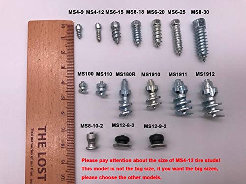 Marrkey 12mm Carbide Screw Tire Studs Snow Spikes Anti-Slip/Anti-ice for Car/Snowmobile/Tractor/ATV/UTV/Motorcycle/Short Lug/Bicycles/Shoes with Installation Tool - Pack of 200