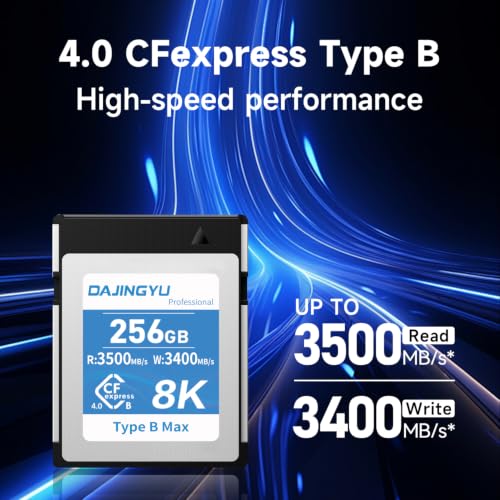 Image of 256GB CFexpress 4.0Type B Memory Cards for 8K RAW Photo and Video Recording Compatible with Nikon R5 /R5C /Z8 /Z9 Canon Cameras up to 3500MB /s Write,3400MB /s Read