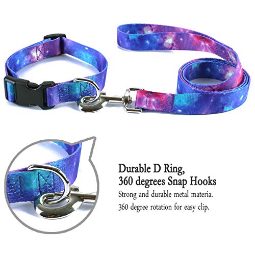 Impoosy 2Pcs Cat Dog Collar And Galaxy Leash Set Pet Gift Adjustable Dogs Space Collars For Small To Large Pets (Large) #TOP1