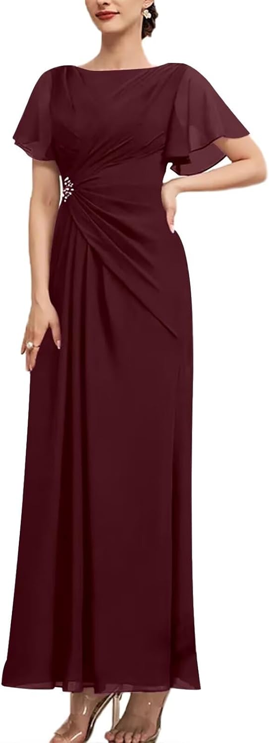 HEIMO Mother of The Bride Dresses Chiffon Long Wedding Guests