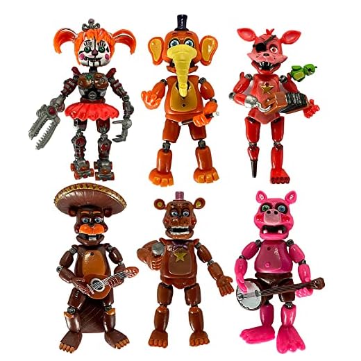 Zhongkaihua 6-pack Five Nights At Freddy's PVC flyttbara leder hem samlarmodell - FNAF Funtime Freddy Foxy Sister Location, skräckdocka, actionfigurer - Anime FNAF-fans GIft