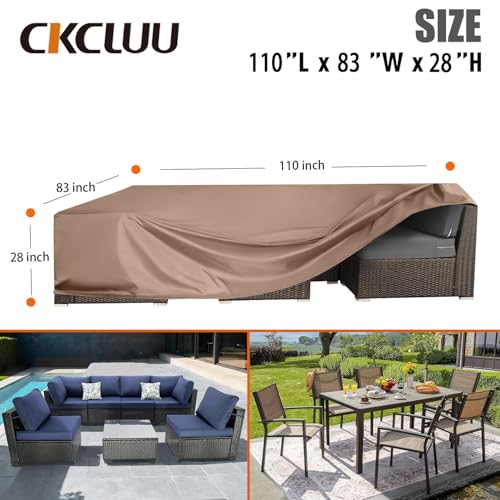 CKCLUU Patio Furniture Cover Waterproof Outdoor Furniture Covers Heavy Duty Outdoor Sectional Sofa Set Cover Dining Table and Chairs Set Covers Water Resistant Large 110" L x 83" W x 28" H
