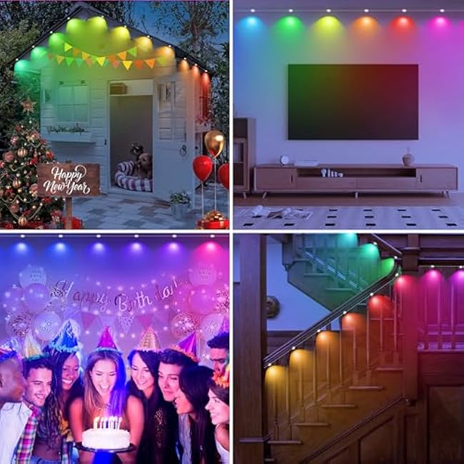 Permanent Outdoor Lights for House, 40FT with 24 LED Smart RGB Christmas Outdoor Lights with App Remote Control, Waterproof IP67 Eave Lights DIY Scenes Mode for Holiday Garden Decor