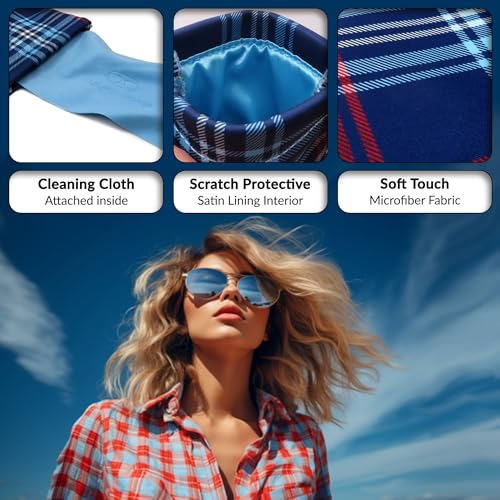 Image of Soft Sunglasses case | Large Glasses Case Holder - Eyeglass Pouch Squeeze Top | Glasses pouch Lightweight Extra Layers