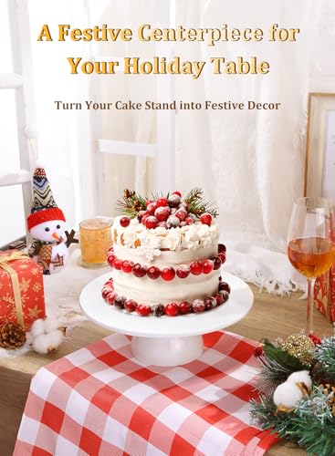 Yedio 10 inch Porcelain Cake Stand, Round Dessert Stand, Cupcake Stand for Birthday Parties, Weddings, Baby Shower and Other Events, White