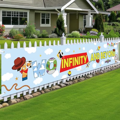 Arsagen Two Infinity And Beyond Yard Banner, 2nd Birthday Decoration for Son Daughter, Kids Boys Two-Year-Old Birthday Party Sign