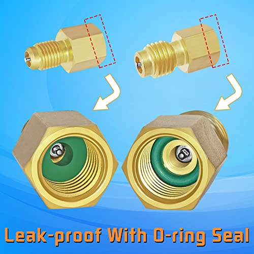 Boltigen R134A Refrigerant Tank Adapters, R12 R22 To R134A Adapter Connector, 1/2 To 1/4 Flare R134A Vacuum Pump Adapter Fittings With Valve Core Remover #TOP3