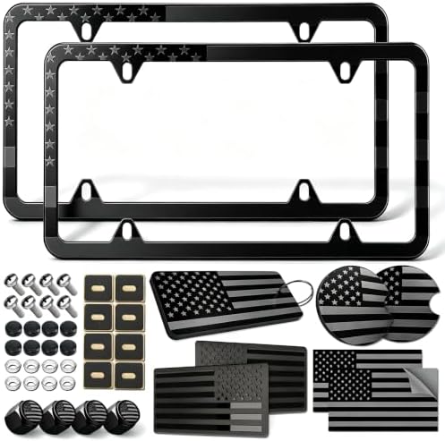 Amazon Licensing Amazon.com: American Flag License Plate Frames, Heavy Duty Stainless ...
