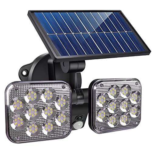 EXTRASTAR Luz Solar Exterior para Exteriores, 120Leds, 7W, 500Lm, 3 Modos, Impermeable, con Sensor de Movimiento, Luz Blanca Fría 6500K, Ángulo de Iluminación Ajustable para Terraza, Balcón, Pasillo