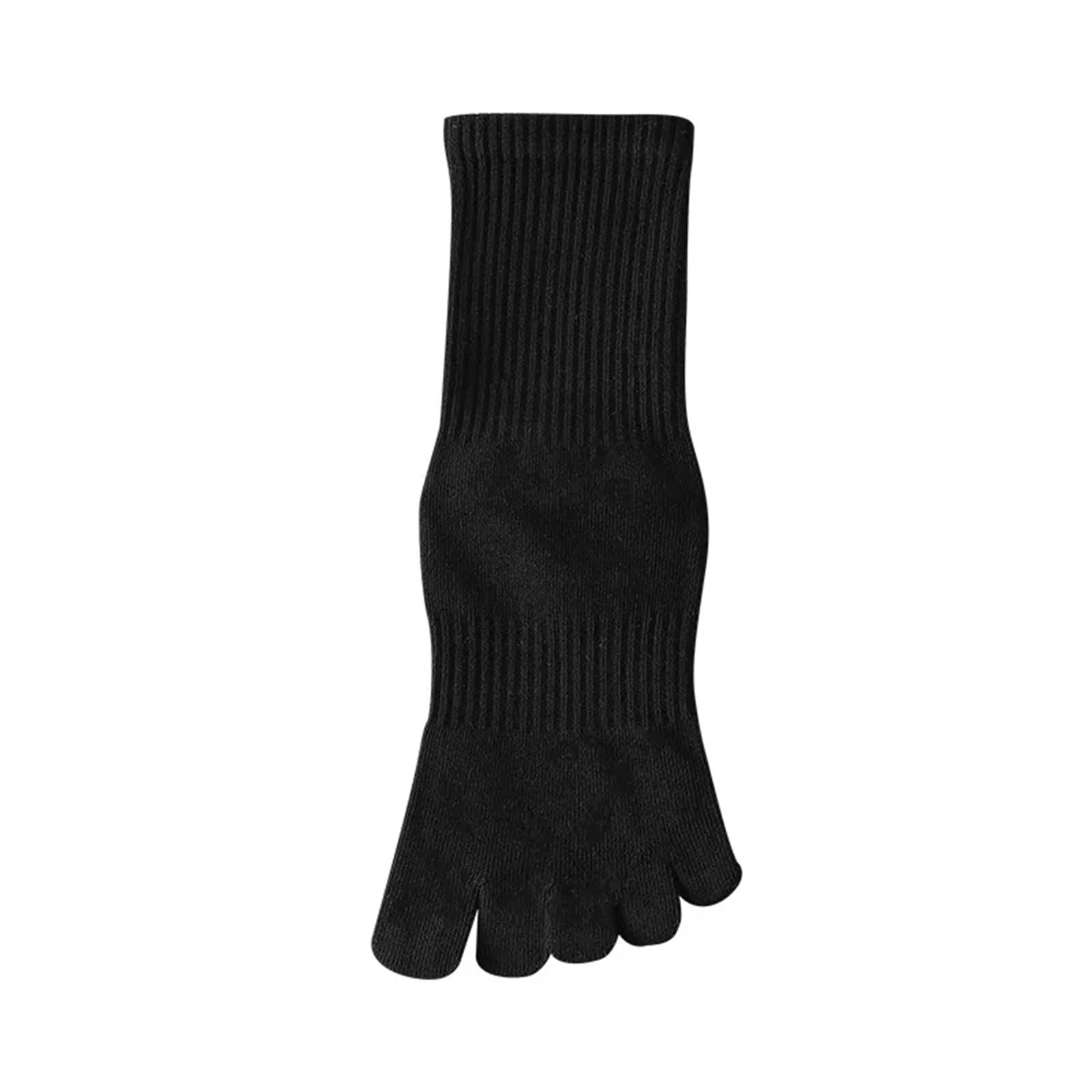 IRFHDCX Toe Socks 2pair Anti-Slip Yoga Socks Pilates Special Five-Finger Winter Sports Fitness Toe Separated Mid-Calf Long Cotton Blend(Black)
