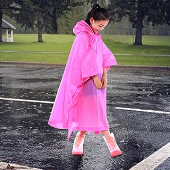 Gaga city Regencape voor kinderen, regenjas, regenponcho, regenjas met capuchon, waterdicht, voor jongens en meisjes, leeftijd 1 - 12 jaar, roze flamingo, 5-8 Jaren