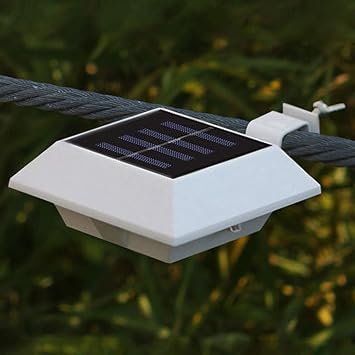 Outdoor Solar Wall Fence Light White Square Wall Lamp LED Deck Cap Fence Lights IP65 Waterproof Wall Mount Lamp Lighting Fixture, Decorate Landscape, Courtyard, Villa, Corridor,(2 Pack)