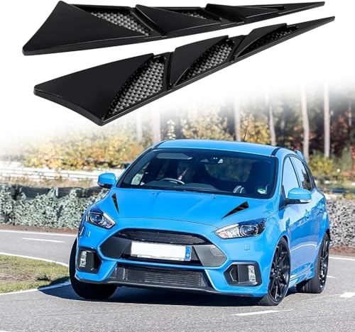 Image of Auto Decorative Air Flow Intake Scoop, Car Hood Simulation Air Vent Trim, 2 pc Vehicle Bonnet Vent Sticker Cover, Universal Automotive Exterior Accessories (Glossy Black)