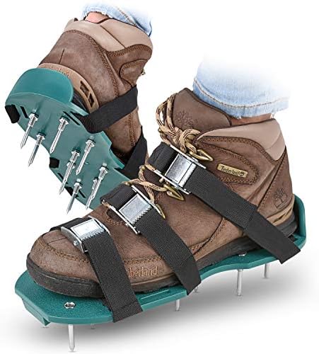 Abco Tech Lawn Aerator Shoes for Grass - Yard Aeration Tool with 3 Adjustable Straps and Heavy-Duty Metal Buckles - Aerating Shoes for Lawn Care, Grass Health, and Soil Ventilation