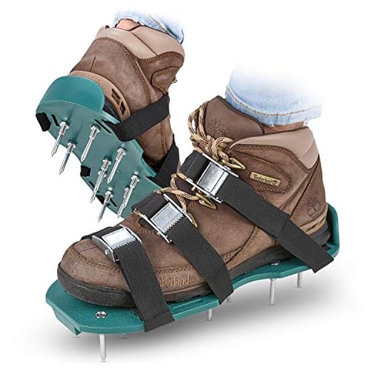 Lawn Aerator Shoes - Spiked Shoes for Lawn Care - Assembled Yard Aerator with 3 Adjustable Straps - Heavy Duty Metal Buckles - Grass Aerator - One Size Fits All - by AbcoTech
