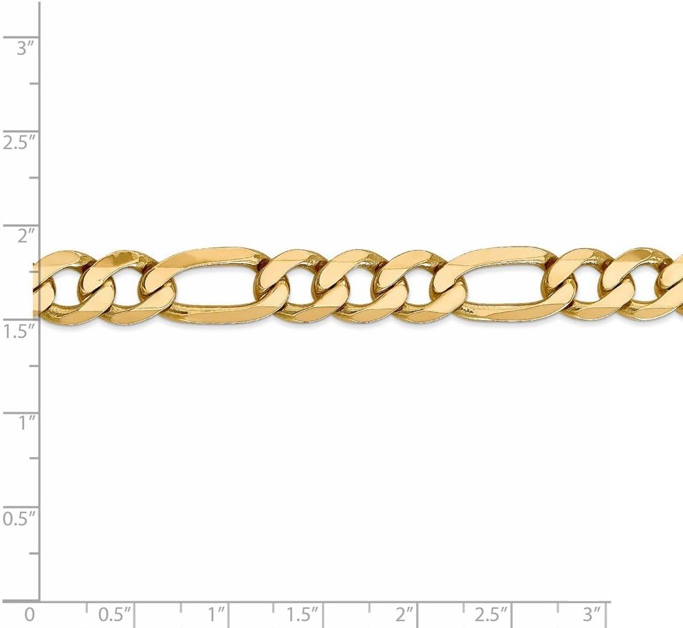 Diamond2Deal 10k Yellow Gold 2.2mm Flat Figaro Chain Necklace 16" to 24"