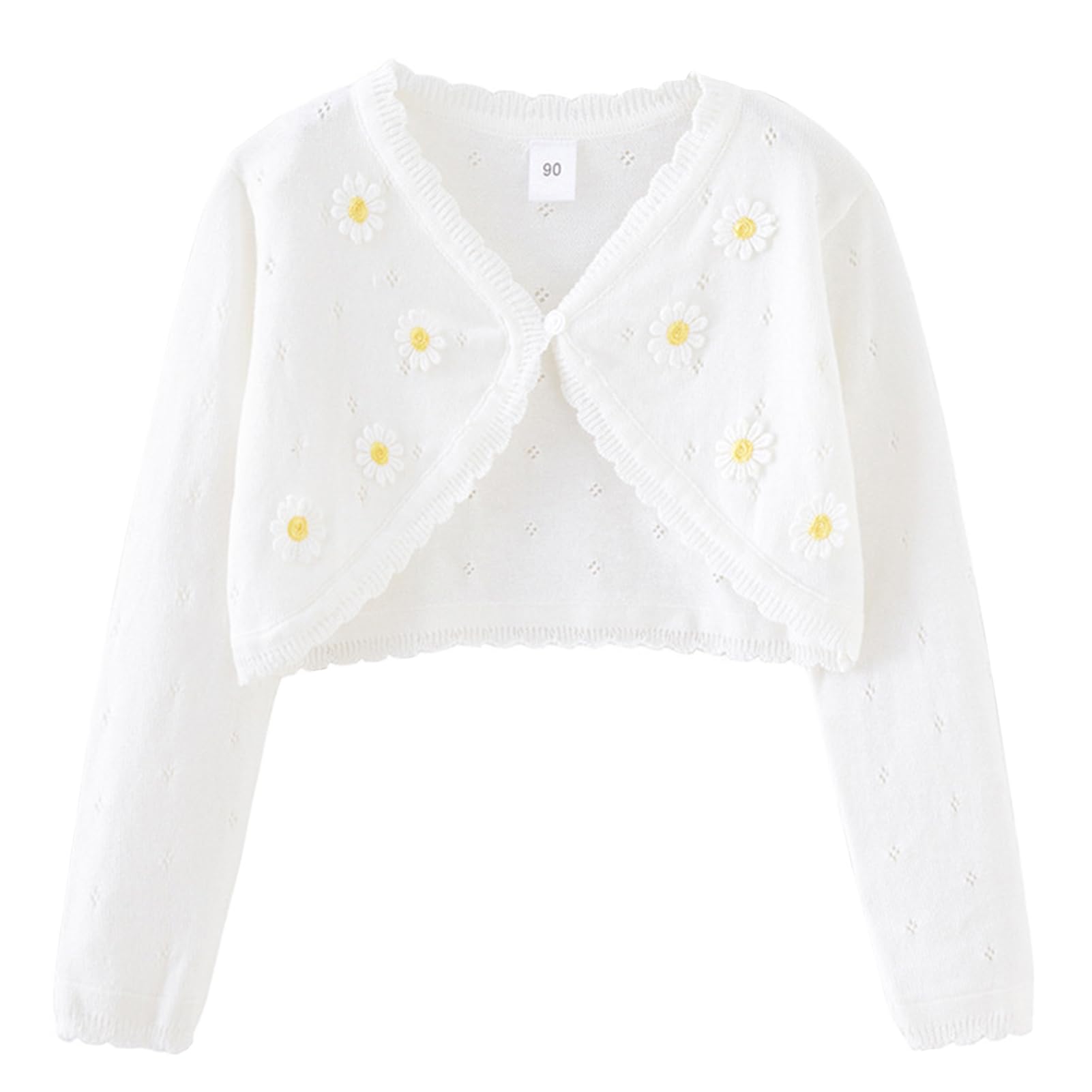 Yimutian Chaqueta de Punto Niña Algodón Cárdigan Bolero Floral Manga Larga Chaqueta de Hombro para Vestido