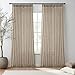 MIULEE Taupe Linen Curtains 96 Inch Length 2 Panels for Bedroom Living Room, Back Tab & Hook Belt Pleated Soft Thick Linen Textured Window Drapes Semi Sheer Light Filtering Farmhouse Burlap Look Decor