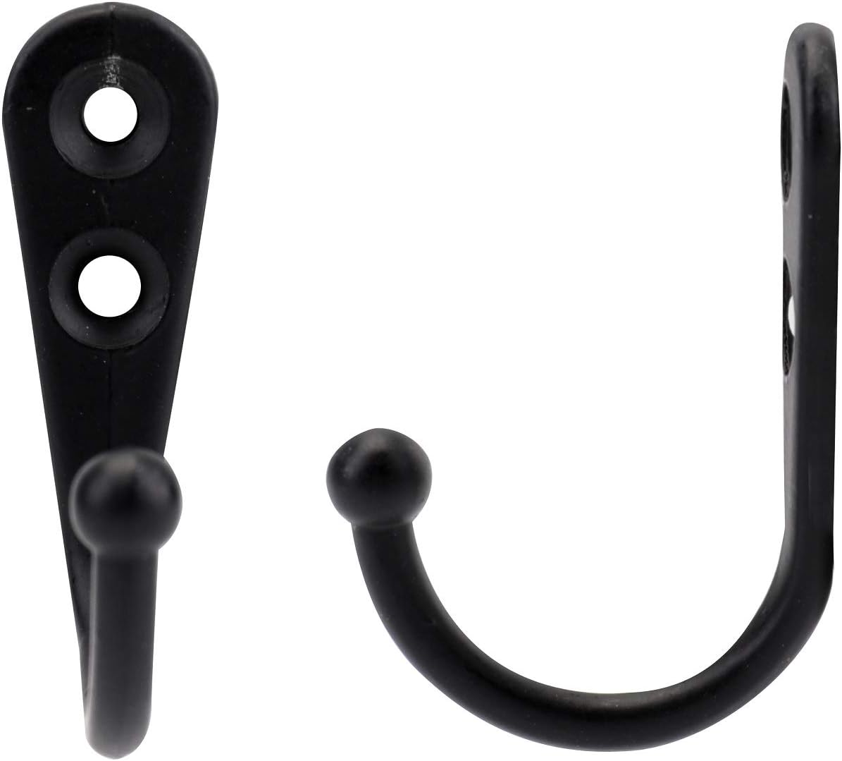 Tebery 50 Pack Wall Mounted Coat Hook Robe Hooks Black Rustic Hooks with Screws for Bath Kitchen Garage