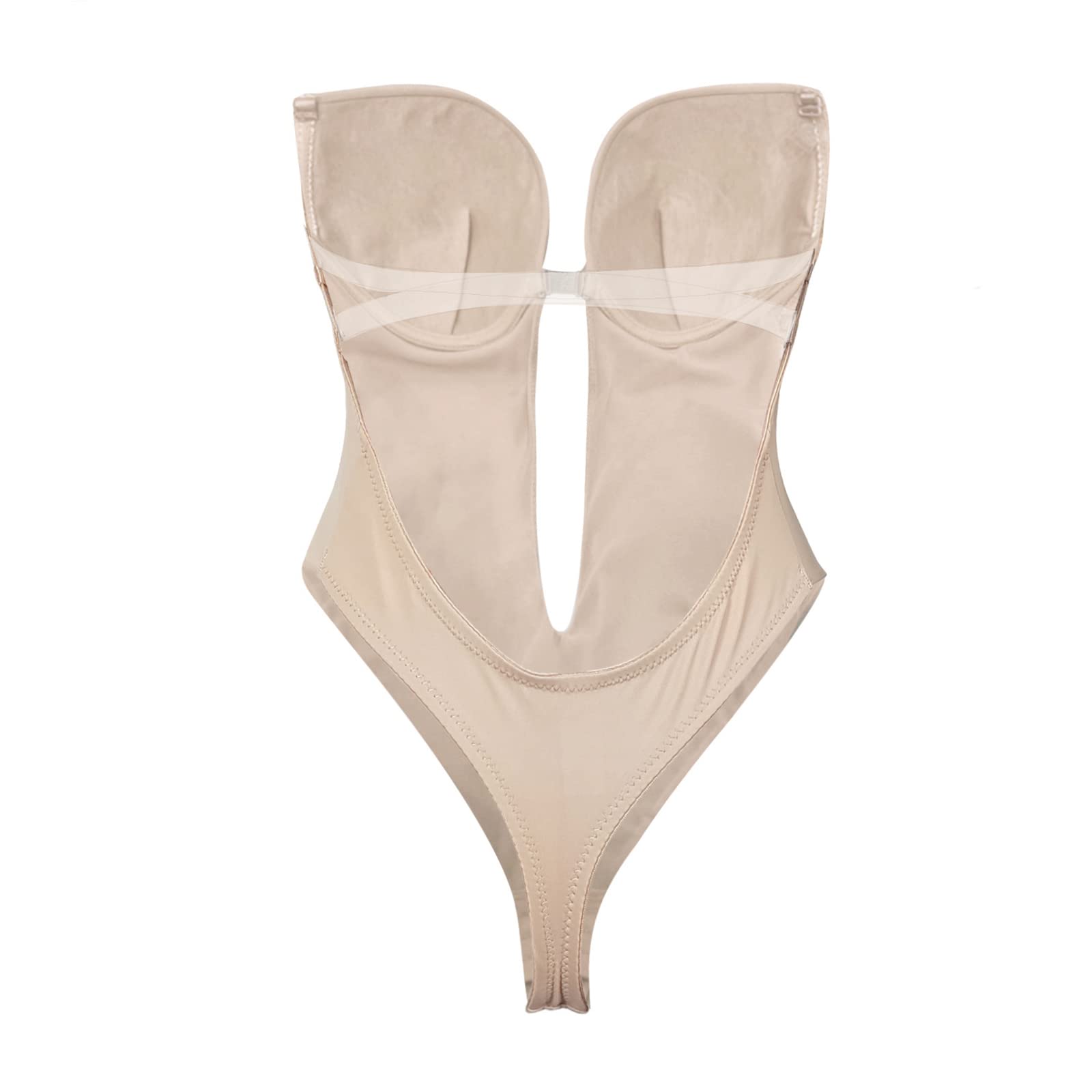 Faja Moldeadora sin Espalda para Mujer, Sujetador Moldeador en Forma de U, Body con Escote en V Profundo, Tanga sin Costuras con Tirantes Transparentes Invisibles para co