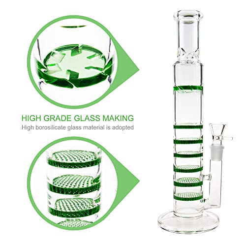 REANICE Glas Wasser Eisbong Vorkühler 18mm 35cm Grün Wasserpfeife Hookah Bubbler Bongs – Bild 7