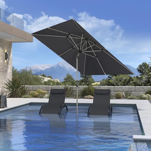 Image of PURPLE LEAF Outdoor Umbrella 8' x 8' Square Tilt Market Umbrella Grey
