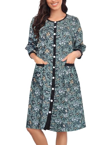 Bloggerlove Women's Nightgown Robe Summer Short Sleeve Loungewear Long House
