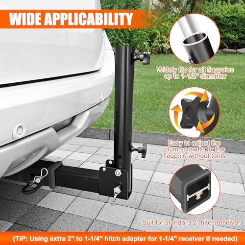 LOCKIETTA Foldable Hitch Flagpole Holder, Fits Standard 2" Trailer Hitch — view 4