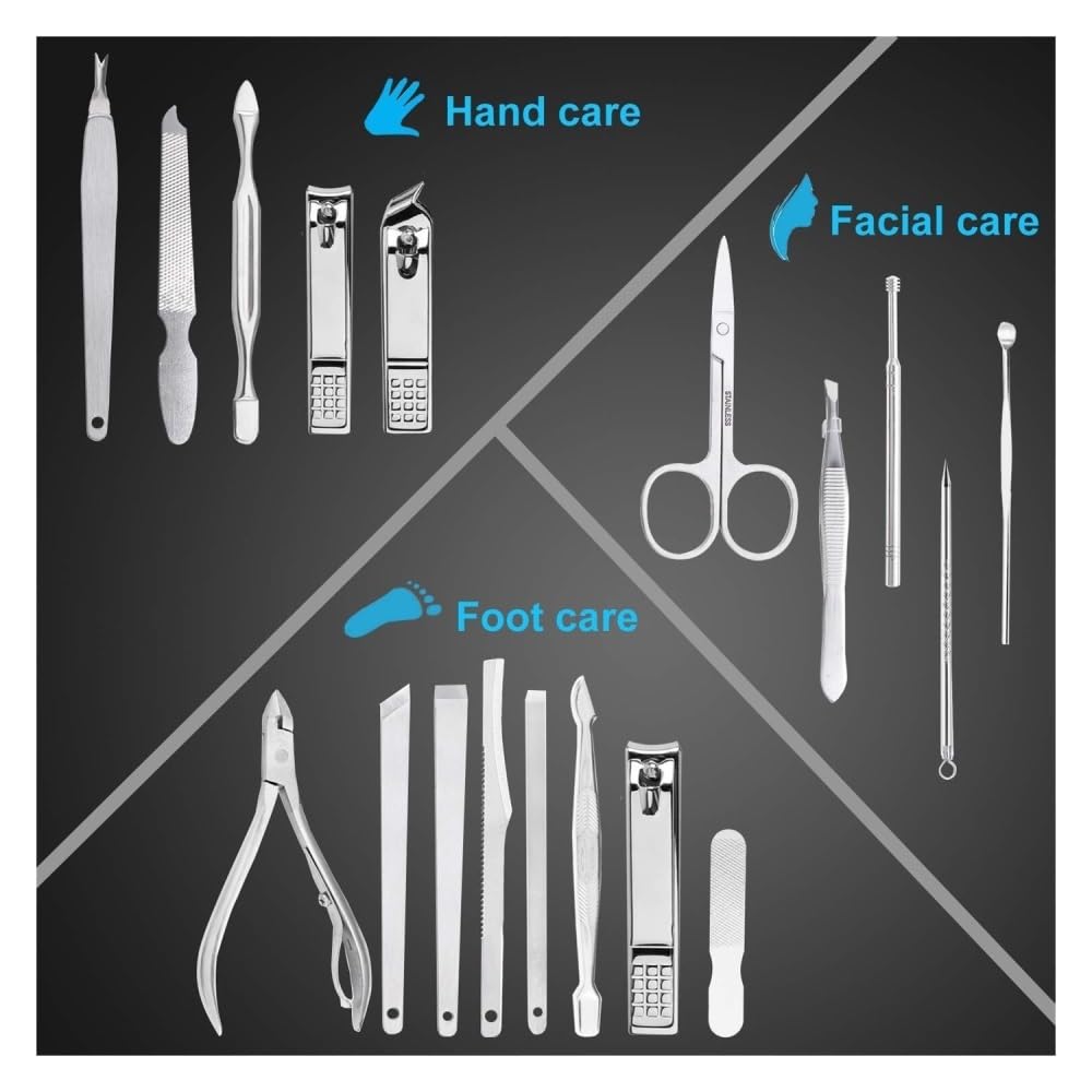 Nagelknipser, 18-in-1-Profi-Maniküre-Set, Nagelpflege-Set aus Edelstahl mit Reiseetui