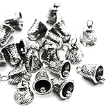 WEFOO Pack of 20 Antique Silver Tone Jingle Bell Charms Pendants for Jewelry Making