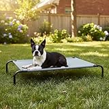 Amazon Basics Kühlendes erhöhtes Hund Haustierbett, Grau, Größe L, L 130 x B 80 x H 19 cm