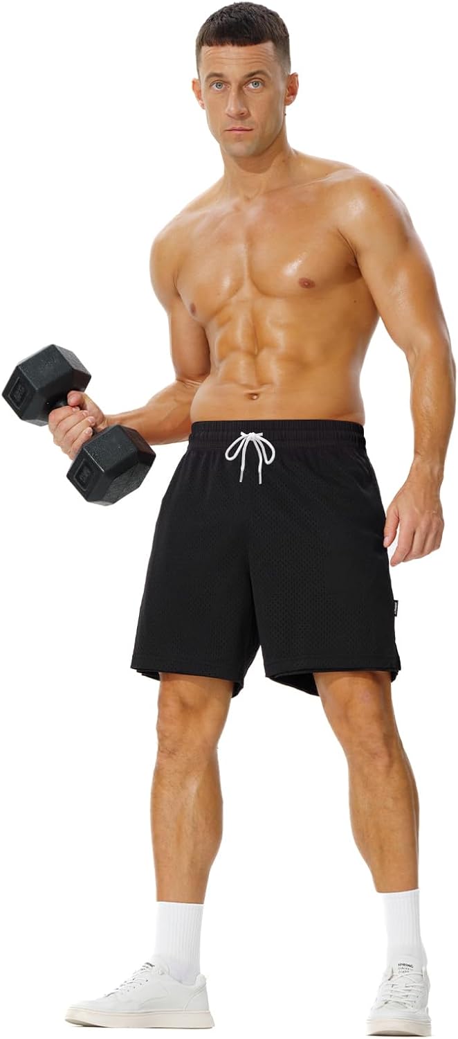 AIMPACT 7" Mens Mesh Shorts Athletic Basketball Shorts Double Layer Gym Workout Shorts with Pocket Drawstring - Image 2