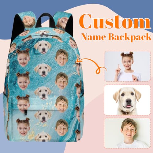 Custom Backpack with Face, Personalized Face School Bag for Boys Girls Men Women, Customized Faces Casual Laptop Backpacks with Adjustable Shoulder Strap for School Work Travel Camping2