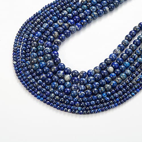 Image of 100Pcs Natural Stone Beads 8mm Lapis Lazuli Round Gemstone Loose Beads with Elastic Bracelet String for Bracelets Necklace Jewelry Making
