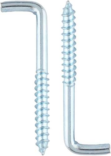 Miniatura 3 de WELWIK Gancho de tornillo en forma de L Gancho de acero al carbono Autorroscante ángulo recto 2.638x0.787 in montado en la pared Tornillo recto en