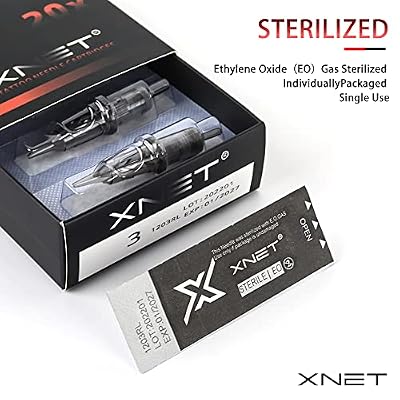 Xnet X-RAY #10 Bugpin 1RL Tattoo Cartridges 20pcs Disposable 0.3mm 1 Round Liner Needles for Professional Tattoo Artists Permanent Makeup Tattoo Supplies