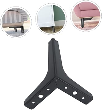 LALAFINA Iron Furniture Leg Angled Style Couch Cabinet Support Feet Metal Replacement for Coffee Table Bed TV Stand Bathroom Office Furniture (Matte Black Tripod - 17CM)