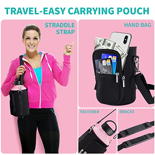 Aexpf Water Flask With Straw, Wide Mouth Half Gallon Water Bottle With Sleeve, Reusable Leak Proof Large Water Jugs For Drinking, 64 Oz Insulated Water Bottle For Gym Camping, Bubble Gum #TOP5