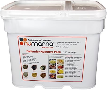 NuManna 204 Meals, Emergency Survival Food Storage Kit, Separate Rations, In A Bucket, 25+ Year Shelf Life, GMO-Free