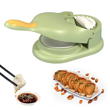Momo Maker & Gujiya Maker, 2-in-1 Dumpling Maker with Dumpling Skin Press & Mould, BPA-Free & Food-Grade PP Material, Easy to Use Momo Maker Mould for Gujiya Ghughra (Multi Color, Plastic)