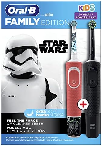 Oral-B Family Edition, Szczoteczki Elektryczne, 2 Sztuki: 1 Szczoteczka Elektryczna Oral-B Vitality Pro Black i 1 Szczoteczka Elektryczna Oral-B Kids Gwiezdne wojny
