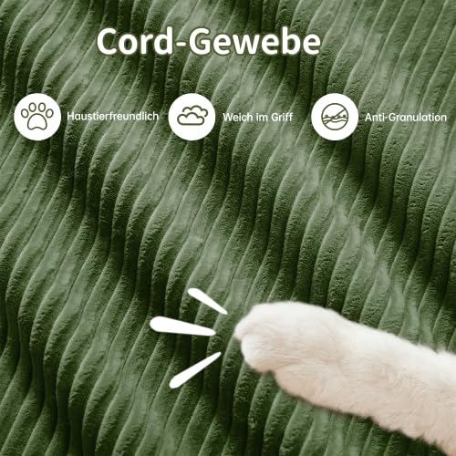 Loveseat 2-Sitzer Sofa Cord, Rahmenloses Modulares Sofa mit Armlehnen aus flauschig Stoff, rutschfest & Hohelastische Polsterung für Wohnzimmer Schlafzimmer, Grün