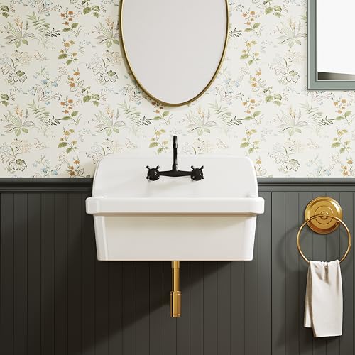 ELLAI Wall Mount Utility Sink Wall Mounted Laundry Tub Ceramic